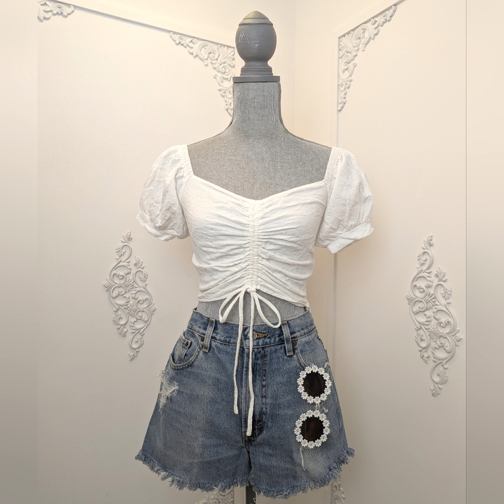 Unique Converted Levi's Slim Fit Distressed Demin Shorts